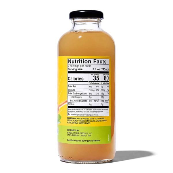 Bragg Organic Apple Cider Vinegar Refreshers, Ginger Lemon Honey, 16 fl oz – Image 2