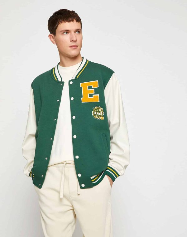 College Jacket Bomber Collar Embroidered Detailed Snap Buttons Pocket – Image 2