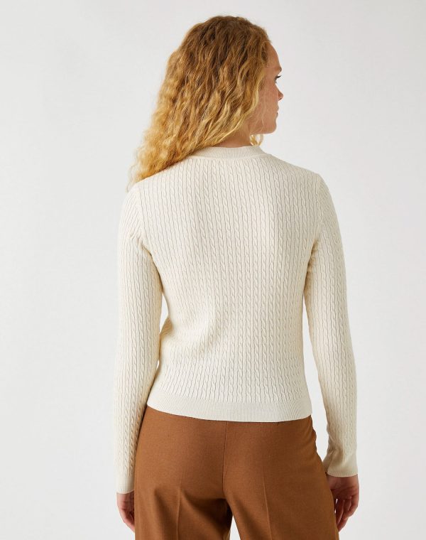 Knitted Detailed Sweater Cream – Image 3